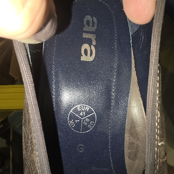 Ara Dark Brown Leather Loafers Square Toe Small Block Heel Womens9.5 - Picture 10 of 11